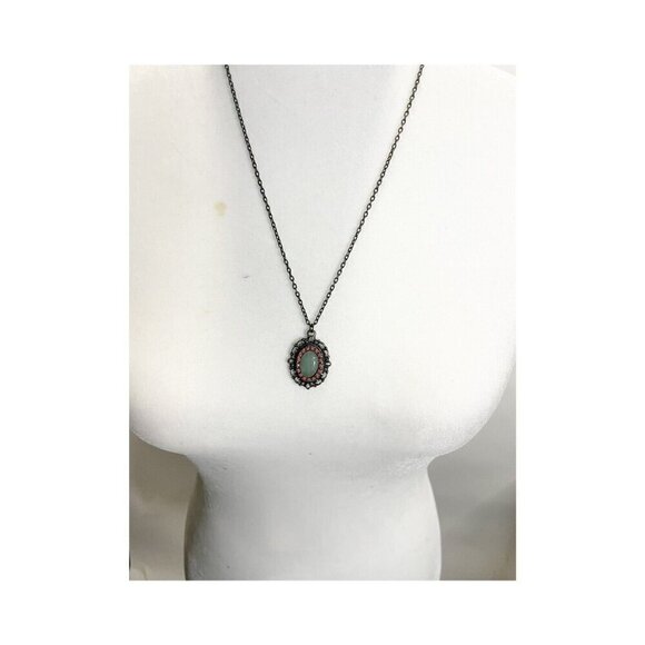 Francesca's Collection Antique Tone Stone Charm Pendant Necklace 12" - Picture 1 of 4